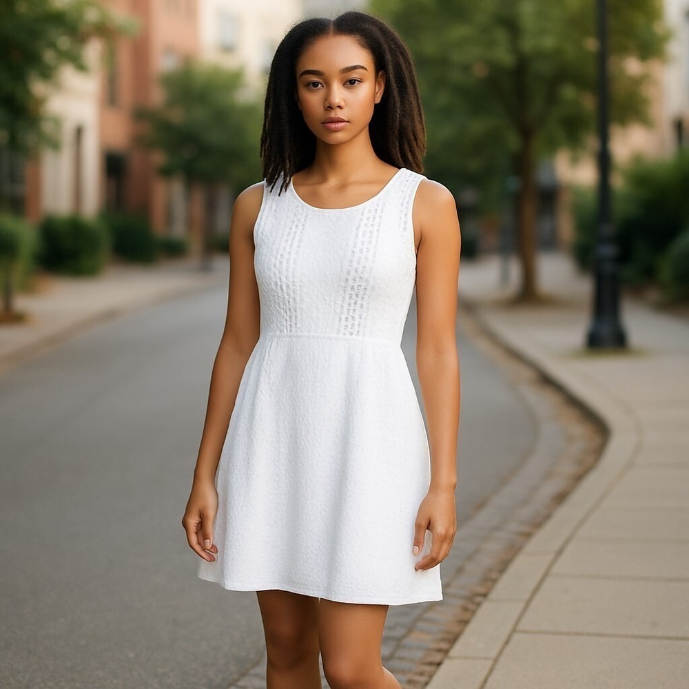 Old Navy Dress Womens Size 0 White Eyelet Cottagecore Minimalist Capsule